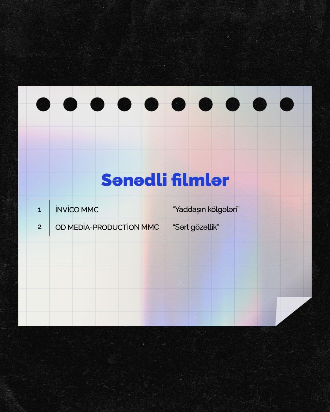 ARKA 2025-Cİ İL ÜZRƏ “DÖVLƏT DƏSTƏYİ İLƏ İSTEHSAL EDİLƏCƏK FİLM LAYİHƏLƏRİ MÜSABİQƏSİ”NİN QALİBLƏRİNİ ELAN EDİB